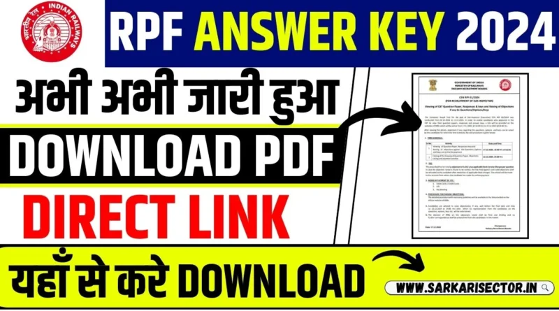 RPF SI Answer Key 2024 Download